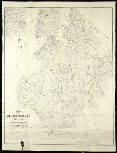 Mappa della Contea di Kings, New York, 1879 da American School